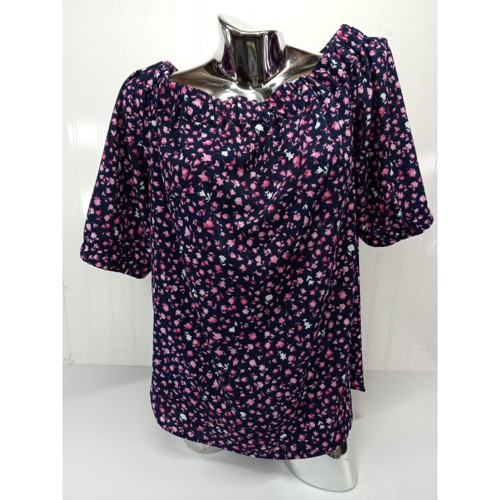 Womens MICHAEL KORS Top Shirt Off Shoulder Small Blue Pink White Floral